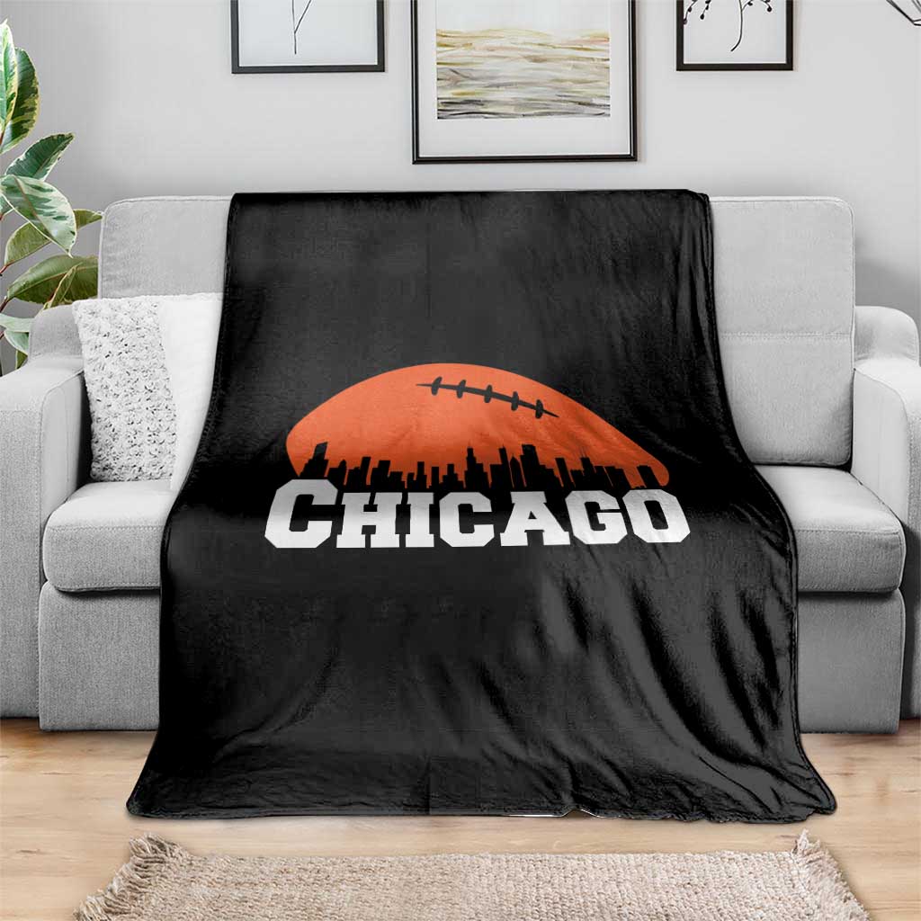 Chicago Skyline Football Graphic Throw Blanket Bold Windy City Fan Art for Game Days - Wonder Print Shop