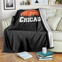 Chicago Skyline Football Graphic Throw Blanket Bold Windy City Fan Art for Game Days - Wonder Print Shop