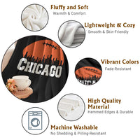Chicago Skyline Football Graphic Throw Blanket Bold Windy City Fan Art for Game Days - Wonder Print Shop