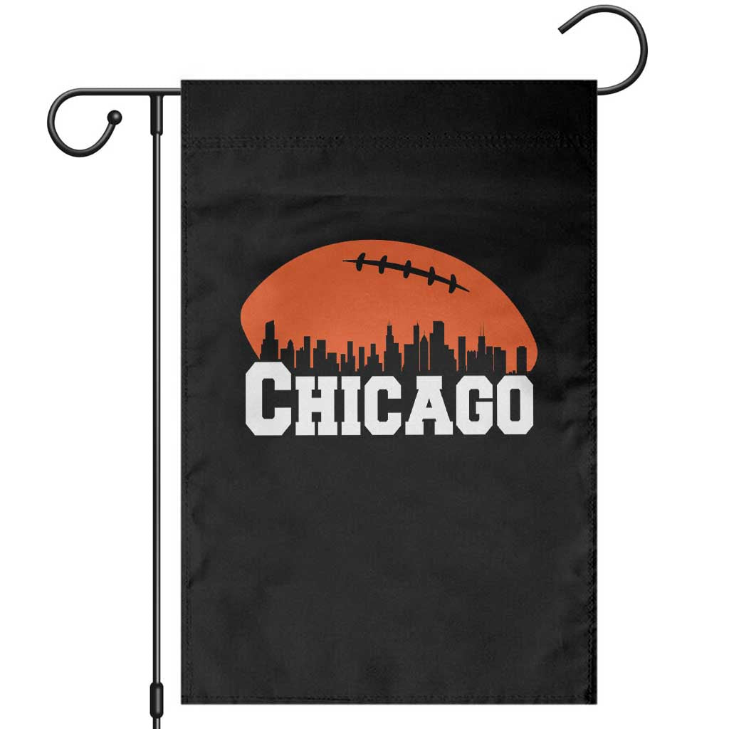 Chicago Skyline Football Graphic Garden Flag Bold Windy City Fan Art for Game Days - Wonder Print Shop