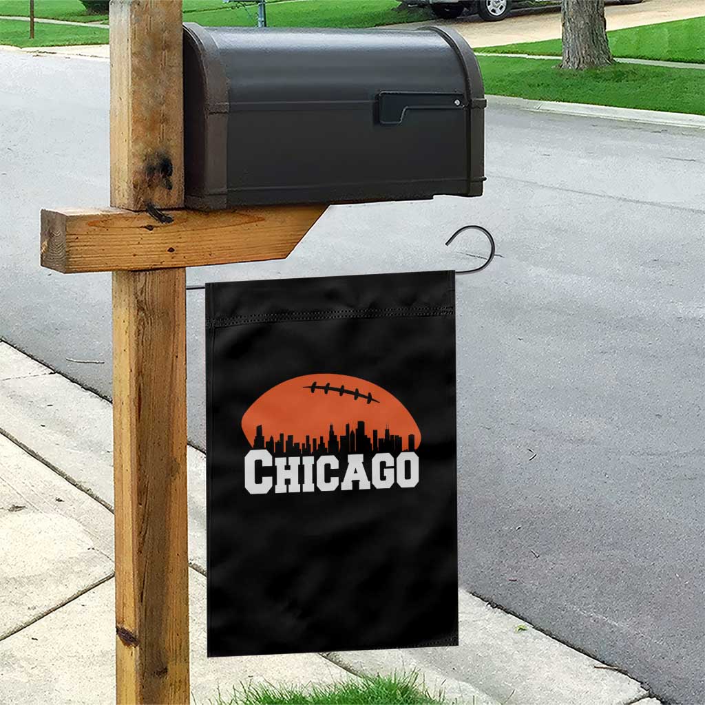 Chicago Skyline Football Graphic Garden Flag Bold Windy City Fan Art for Game Days - Wonder Print Shop