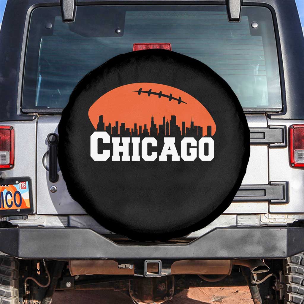 Chicago Skyline Football Graphic Spare Tire Cover Bold Windy City Fan Art for Game Days - Wonder Print Shop