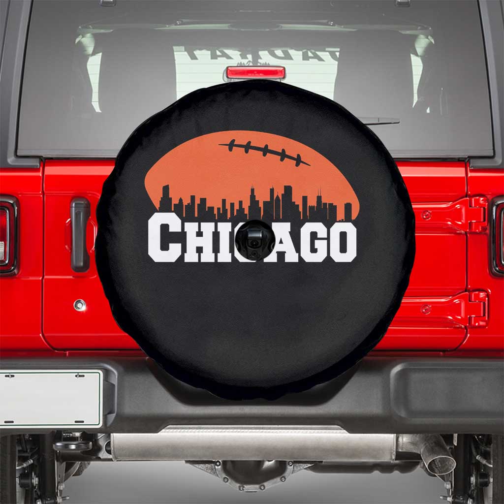 Chicago Skyline Football Graphic Spare Tire Cover Bold Windy City Fan Art for Game Days - Wonder Print Shop