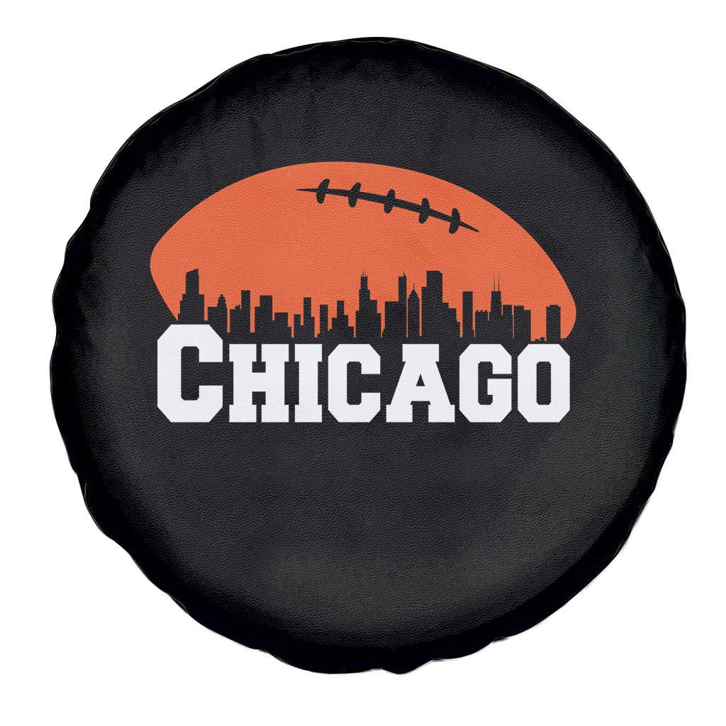 Chicago Skyline Football Graphic Spare Tire Cover Bold Windy City Fan Art for Game Days - Wonder Print Shop