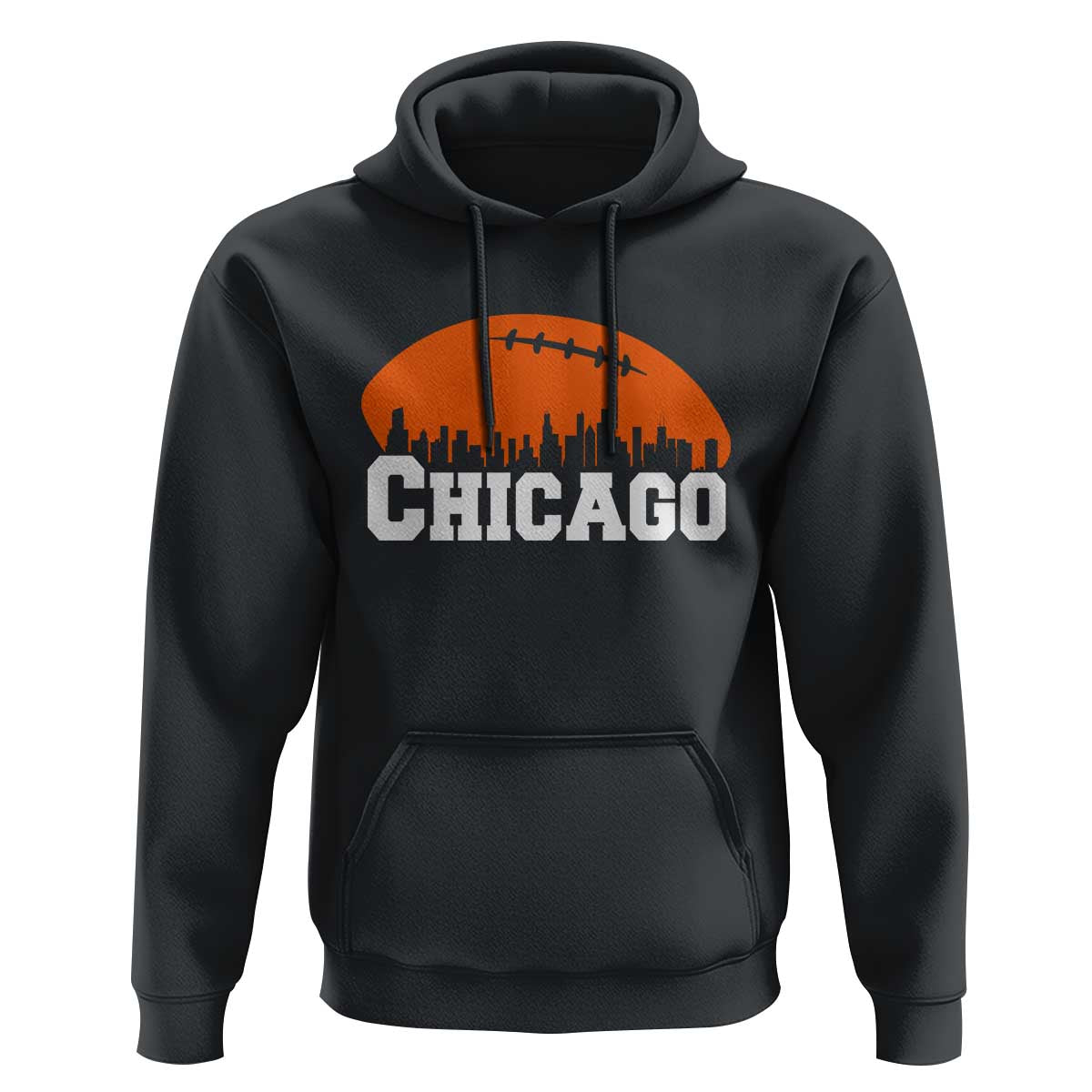 Chicago Skyline Football Graphic Hoodie Bold Windy City Fan Art for Game Days - Wonder Print Shop