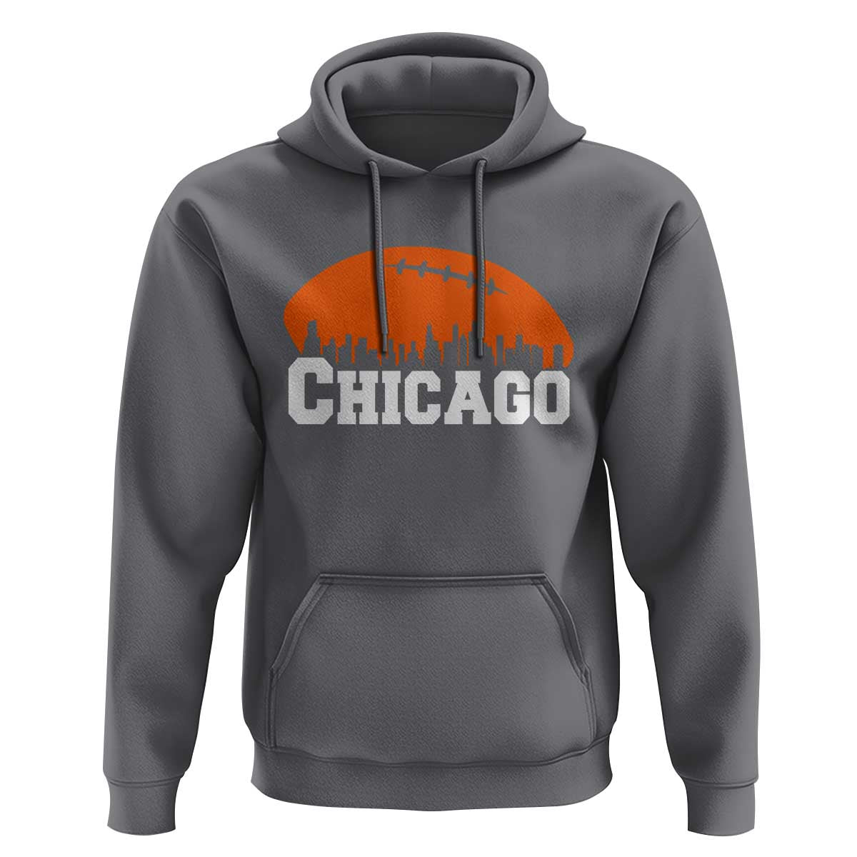 Chicago Skyline Football Graphic Hoodie Bold Windy City Fan Art for Game Days - Wonder Print Shop