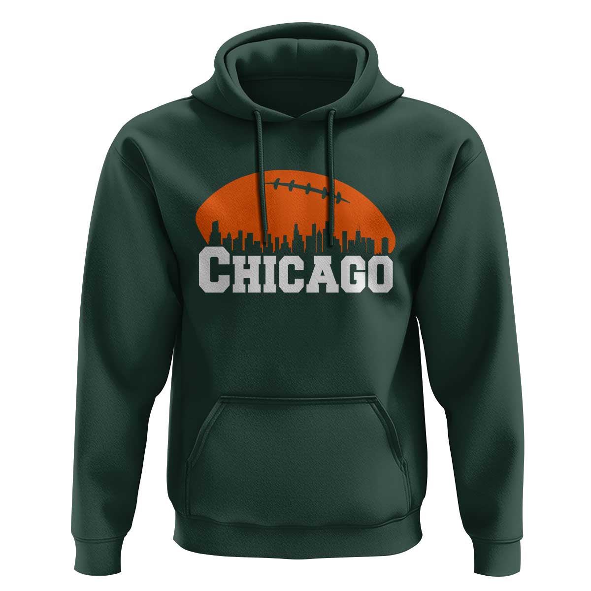 Chicago Skyline Football Graphic Hoodie Bold Windy City Fan Art for Game Days - Wonder Print Shop