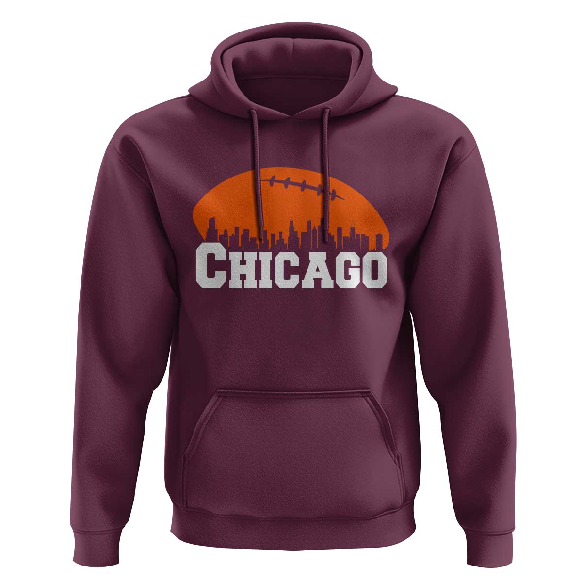 Chicago Skyline Football Graphic Hoodie Bold Windy City Fan Art for Game Days - Wonder Print Shop