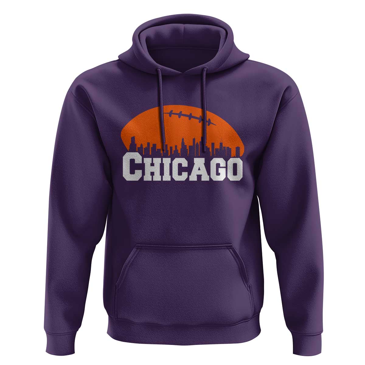 Chicago Skyline Football Graphic Hoodie Bold Windy City Fan Art for Game Days - Wonder Print Shop