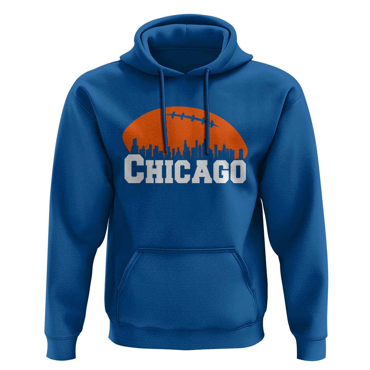 Chicago Skyline Football Graphic Hoodie Bold Windy City Fan Art for Game Days - Wonder Print Shop