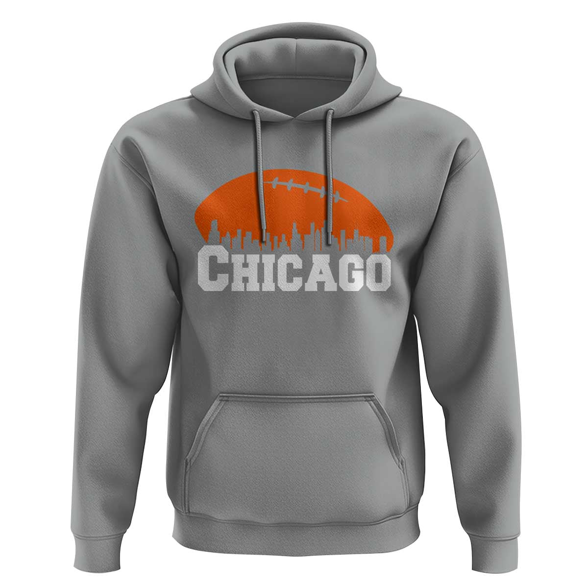 Chicago Skyline Football Graphic Hoodie Bold Windy City Fan Art for Game Days - Wonder Print Shop