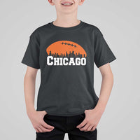 Chicago Skyline Football Graphic T Shirt For Kid Bold Windy City Fan Art for Game Days - Wonder Print Shop