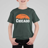 Chicago Skyline Football Graphic T Shirt For Kid Bold Windy City Fan Art for Game Days - Wonder Print Shop
