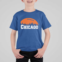 Chicago Skyline Football Graphic T Shirt For Kid Bold Windy City Fan Art for Game Days - Wonder Print Shop