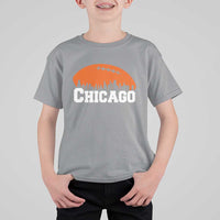 Chicago Skyline Football Graphic T Shirt For Kid Bold Windy City Fan Art for Game Days - Wonder Print Shop