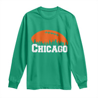 Chicago Skyline Football Graphic Long Sleeve Shirt Bold Windy City Fan Art for Game Days - Wonder Print Shop