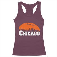 Chicago Skyline Football Graphic Racerback Tank Top Bold Windy City Fan Art for Game Days - Wonder Print Shop