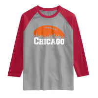 Chicago Skyline Football Graphic Raglan Shirt Bold Windy City Fan Art for Game Days - Wonder Print Shop