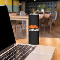 Chicago Skyline Football Graphic Skinny Tumbler Bold Windy City Fan Art for Game Days - Wonder Print Shop