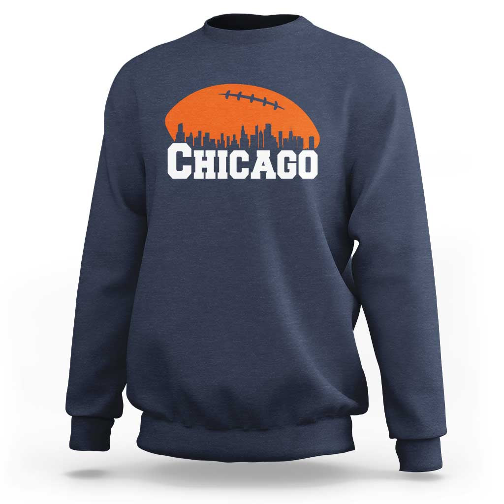Chicago Skyline Football Graphic Sweatshirt Bold Windy City Fan Art for Game Days - Wonder Print Shop