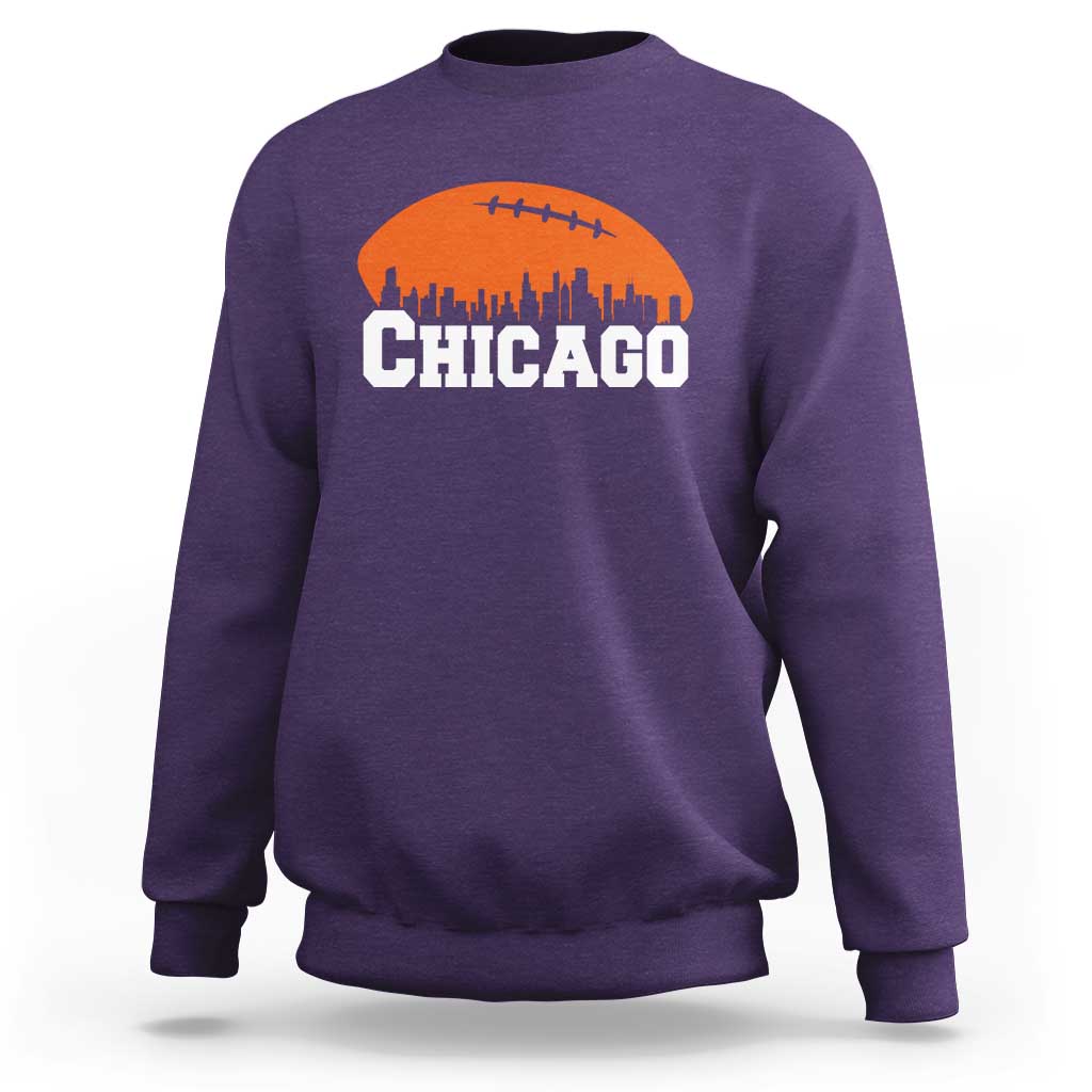 Chicago Skyline Football Graphic Sweatshirt Bold Windy City Fan Art for Game Days - Wonder Print Shop