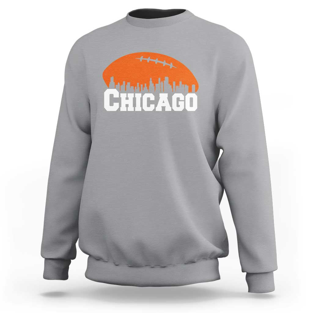 Chicago Skyline Football Graphic Sweatshirt Bold Windy City Fan Art for Game Days - Wonder Print Shop