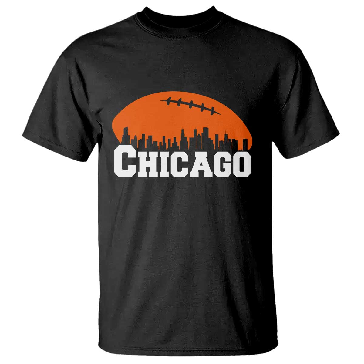 Chicago Skyline Football Graphic T Shirt Bold Windy City Fan Art for Game Days - Wonder Print Shop