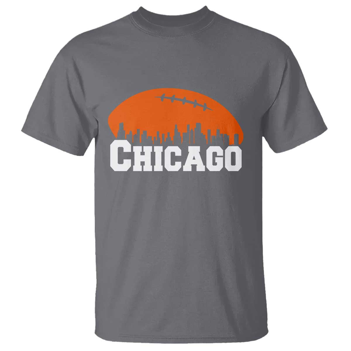 Chicago Skyline Football Graphic T Shirt Bold Windy City Fan Art for Game Days - Wonder Print Shop