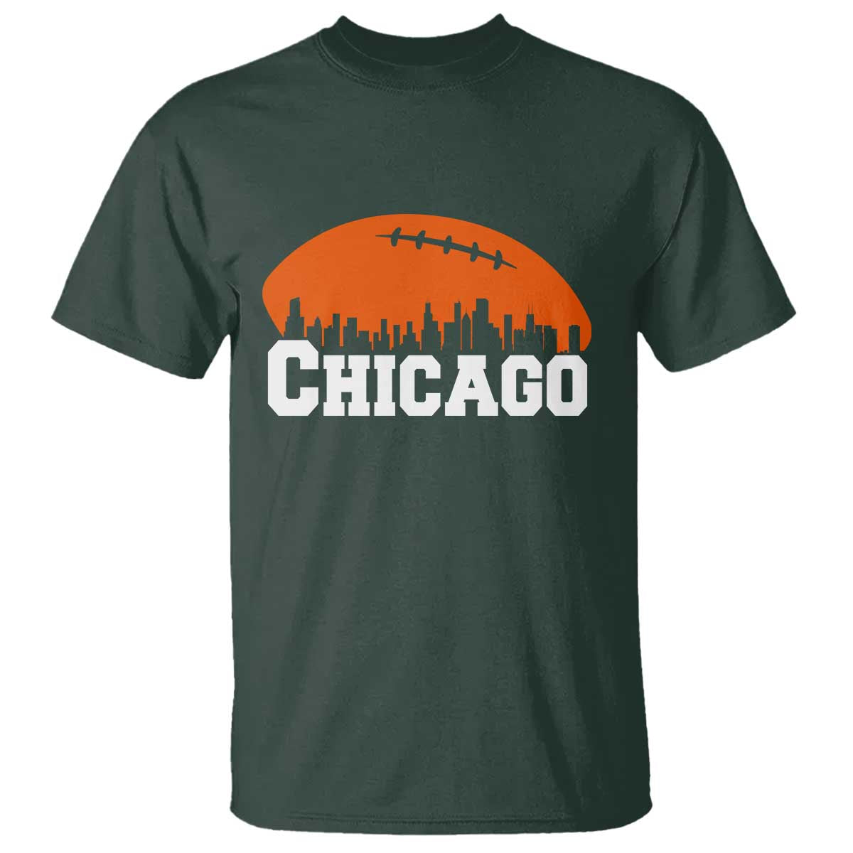 Chicago Skyline Football Graphic T Shirt Bold Windy City Fan Art for Game Days - Wonder Print Shop