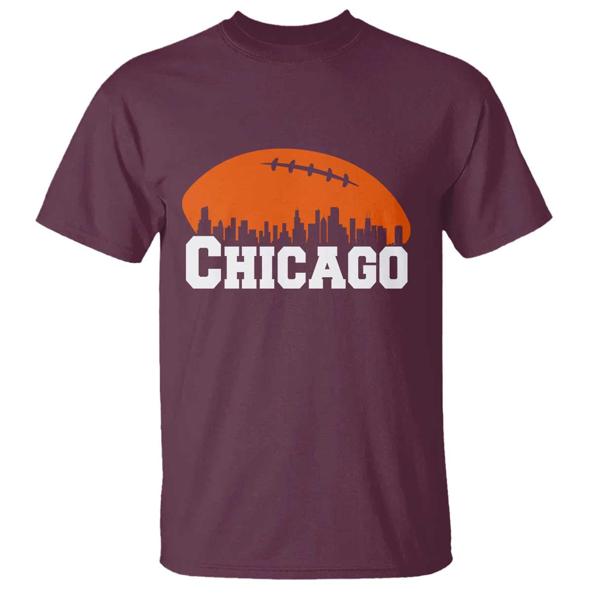 Chicago Skyline Football Graphic T Shirt Bold Windy City Fan Art for Game Days - Wonder Print Shop