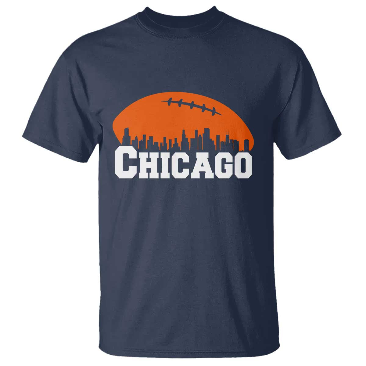 Chicago Skyline Football Graphic T Shirt Bold Windy City Fan Art for Game Days - Wonder Print Shop