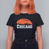 Chicago Skyline Football Graphic T Shirt For Women Bold Windy City Fan Art for Game Days - Wonder Print Shop
