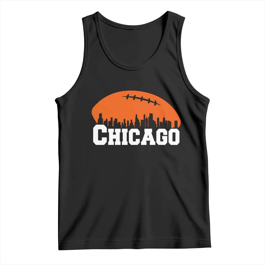 Chicago Skyline Football Graphic Tank Top Bold Windy City Fan Art for Game Days - Wonder Print Shop