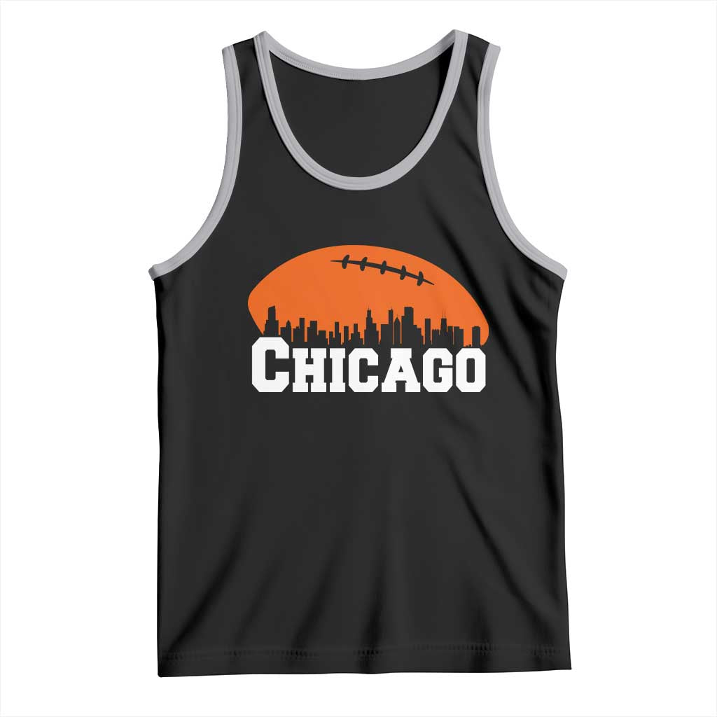 Chicago Skyline Football Graphic Tank Top Bold Windy City Fan Art for Game Days - Wonder Print Shop