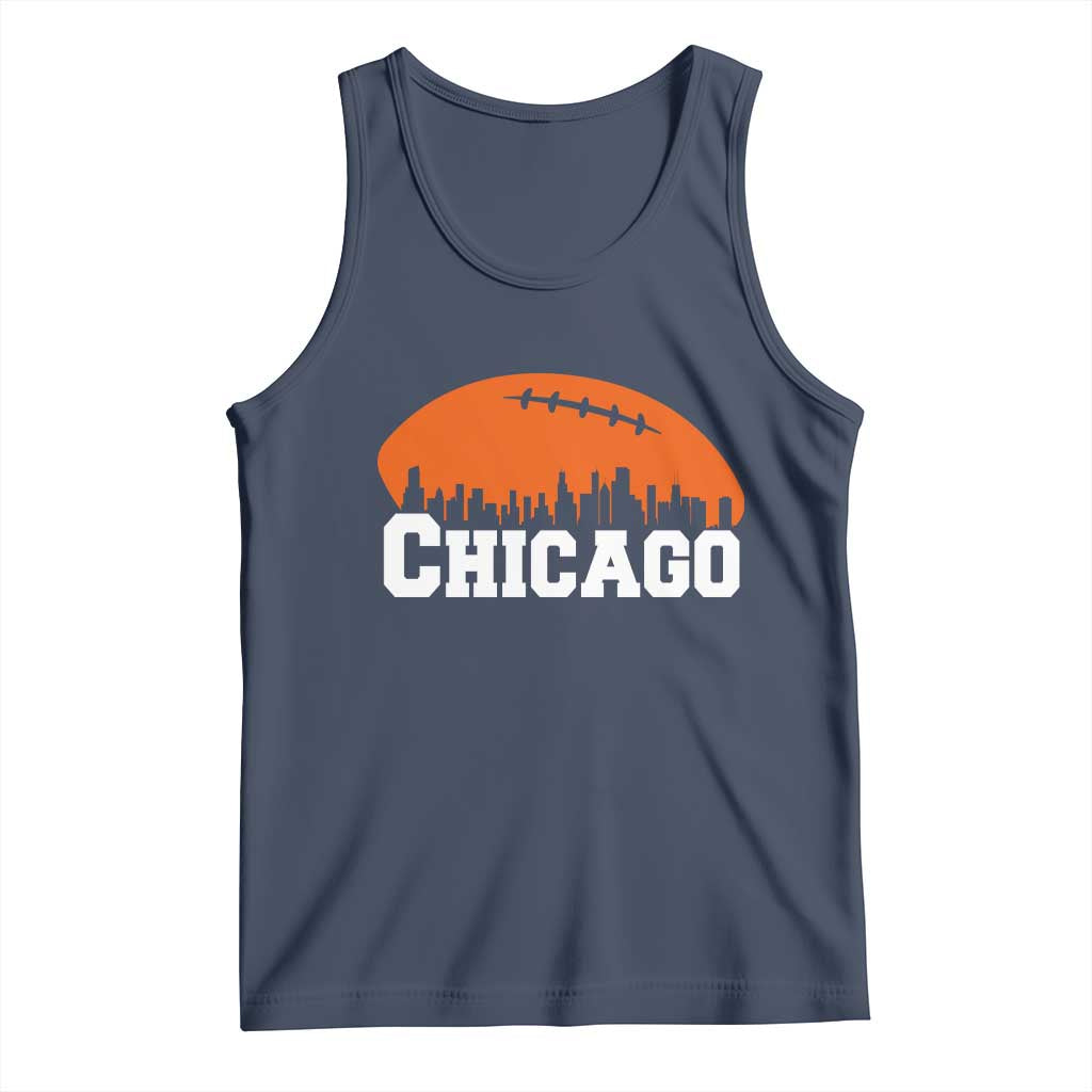 Chicago Skyline Football Graphic Tank Top Bold Windy City Fan Art for Game Days - Wonder Print Shop