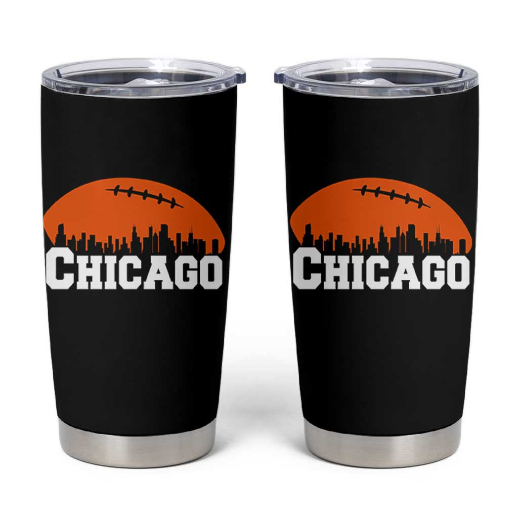 Chicago Skyline Football Graphic Tumbler Cup Bold Windy City Fan Art for Game Days - Wonder Print Shop