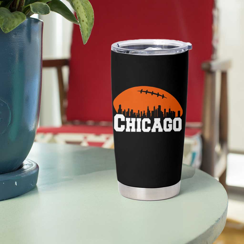 Chicago Skyline Football Graphic Tumbler Cup Bold Windy City Fan Art for Game Days - Wonder Print Shop