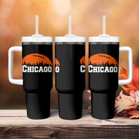 Chicago Skyline Football Graphic Tumbler With Handle Bold Windy City Fan Art for Game Days - Wonder Print Shop