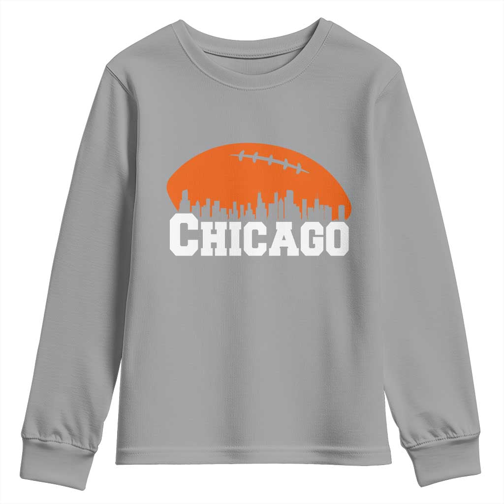 Chicago Skyline Football Graphic Youth Sweatshirt Bold Windy City Fan Art for Game Days - Wonder Print Shop