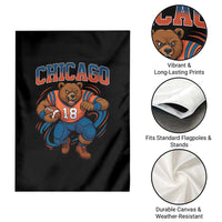 Fierce Football Bear Garden Flag Chicago Fan Number 18 Bold Orange Game Day Spirit - Wonder Print Shop