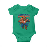 Fierce Football Bear Baby Onesie Chicago Fan Number 18 Bold Orange Game Day Spirit - Wonder Print Shop