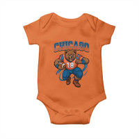 Fierce Football Bear Baby Onesie Chicago Fan Number 18 Bold Orange Game Day Spirit - Wonder Print Shop