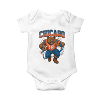 Fierce Football Bear Baby Onesie Chicago Fan Number 18 Bold Orange Game Day Spirit - Wonder Print Shop