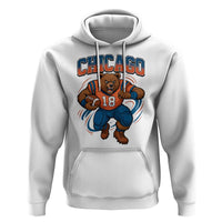 Fierce Football Bear Hoodie Chicago Fan Number 18 Bold Orange Game Day Spirit - Wonder Print Shop