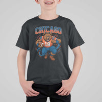 Fierce Football Bear T Shirt For Kid Chicago Fan Number 18 Bold Orange Game Day Spirit - Wonder Print Shop