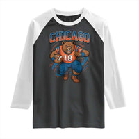 Fierce Football Bear Raglan Shirt Chicago Fan Number 18 Bold Orange Game Day Spirit - Wonder Print Shop