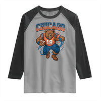 Fierce Football Bear Raglan Shirt Chicago Fan Number 18 Bold Orange Game Day Spirit - Wonder Print Shop