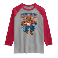 Fierce Football Bear Raglan Shirt Chicago Fan Number 18 Bold Orange Game Day Spirit - Wonder Print Shop