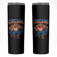 Fierce Football Bear Skinny Tumbler Chicago Fan Number 18 Bold Orange Game Day Spirit - Wonder Print Shop