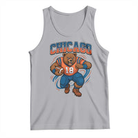 Fierce Football Bear Tank Top Chicago Fan Number 18 Bold Orange Game Day Spirit - Wonder Print Shop